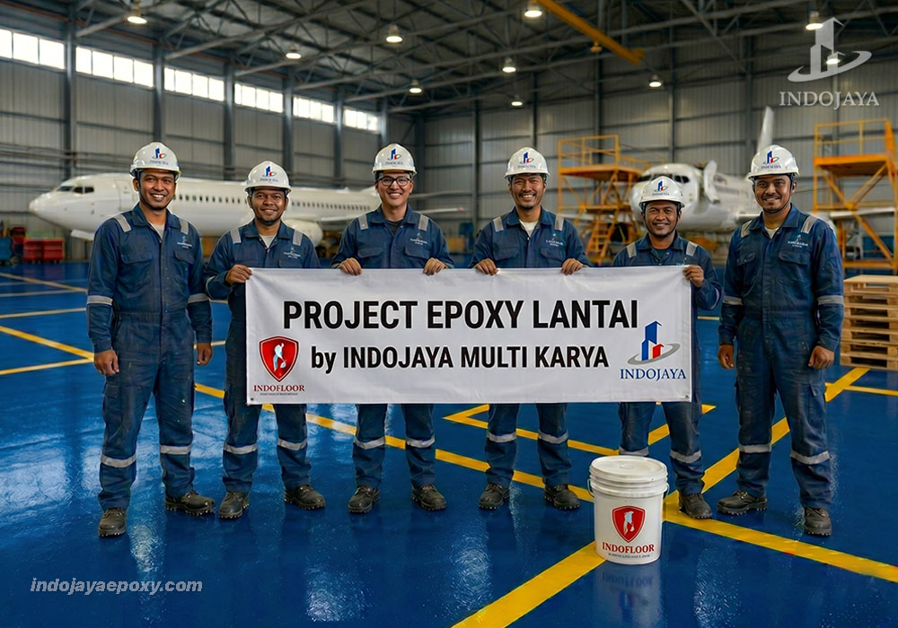 Hasil Pekerjaan Epoxy Lantai Hanggar Pesawat