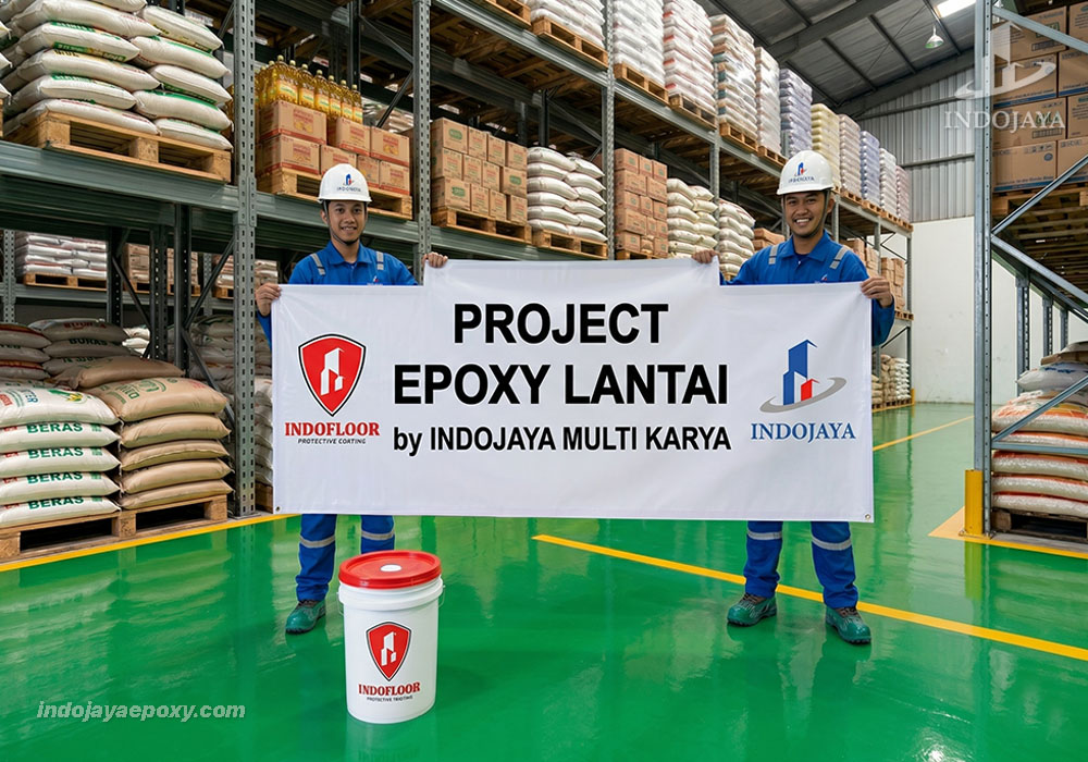 Pekerjaan Pengecatan Epoxy Lantai di Gudang Sembako Selesai by Indojaya